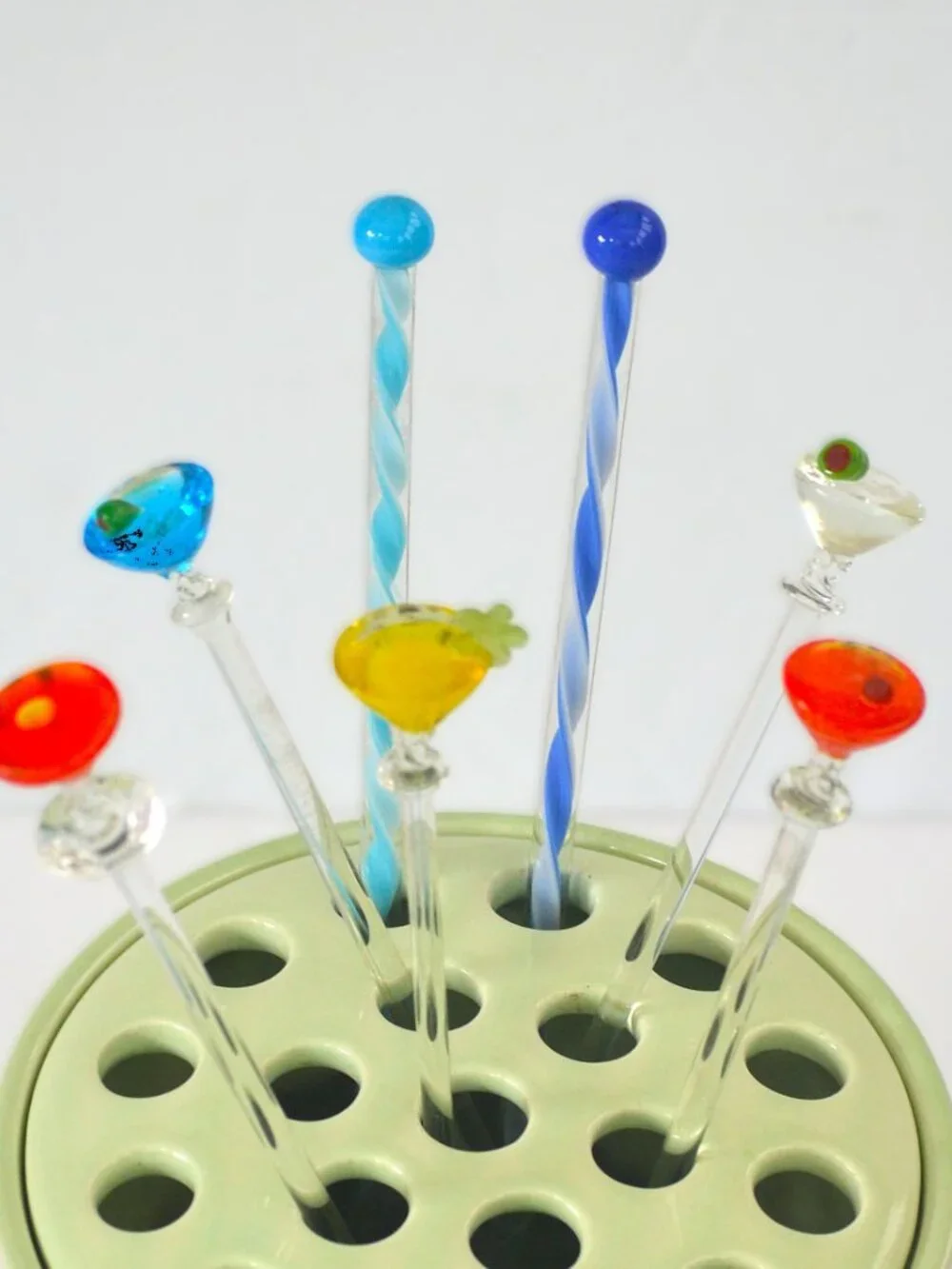 Glass Cocktail Stirrers Swizzlers Multicolor Barware